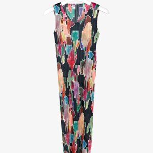 Pleats Please Issey Miyake Archival Pixelated Multicolour Flower Dress, Size M